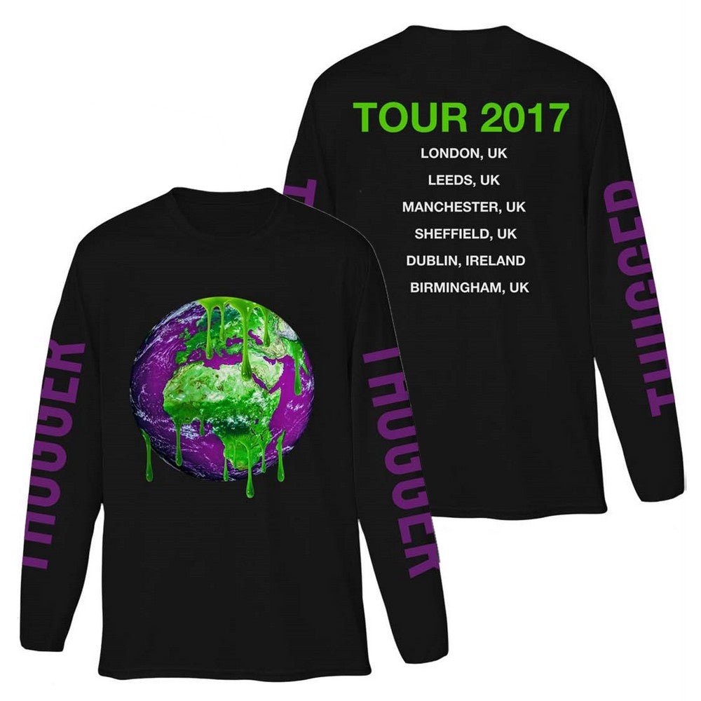 YOUNG THUG ヤングサグ - Thugger Globe / バック & アームプリントあり / 長袖 / Tシャツ / メンズ - PGS